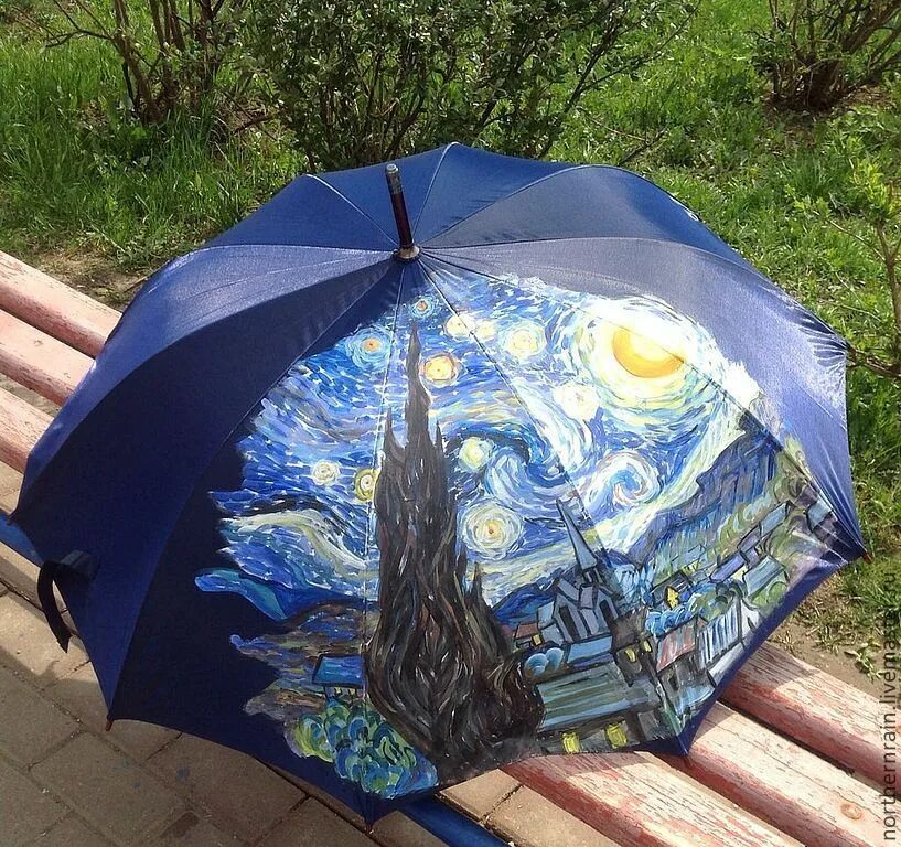 Мастер зонтиков. Зонт "Ван Гог", механический. Зонт vibrosa Ван Гог. Роспись зонта. Зонт расписной.