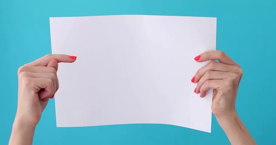 Sheet of paper. Hand with a4 paper. Hand piece of paper. Hands paper a4.