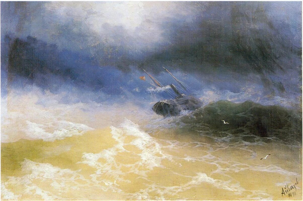 Как называются художники рисующие море. Картина шторм на море Айвазовский. Ураган на море 1899 Айвазовский.