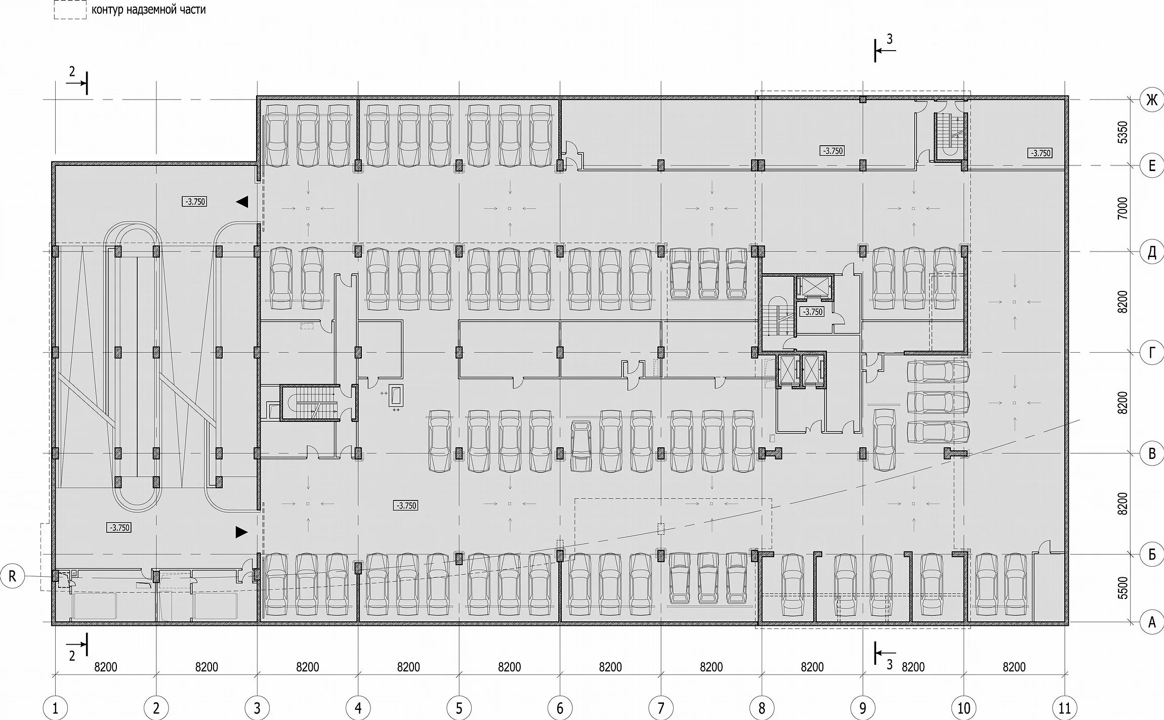 Автостоянка жилых зданий. План подземной автостоянки с лифтом для машин. Двухэтажная парковка план. 2 Уровневая подземная парковка план. План подземной парковки общественного здания.