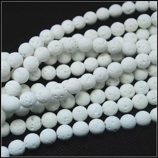 Charming beads. Бусина вулканическая лава белая. Белый ЛАВОВЫЙ камень. Натуральный жемчуг белый размер 8 и 6 мм. Бусы из белой ЛАВЫ.