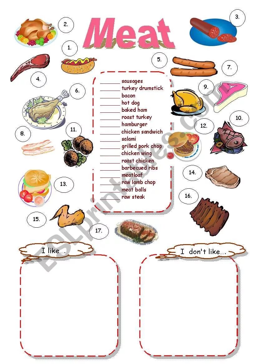 Meat на английском. Food in English Worksheet. Задания на тему мясо. Types of meat Worksheets.
