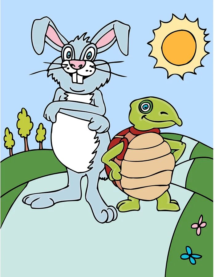 Иллюстрации заяц и черепашка. Иллюстрация заяц и черепаха. Заяц и черепаха рисунок. Заяц и черепаха басня.