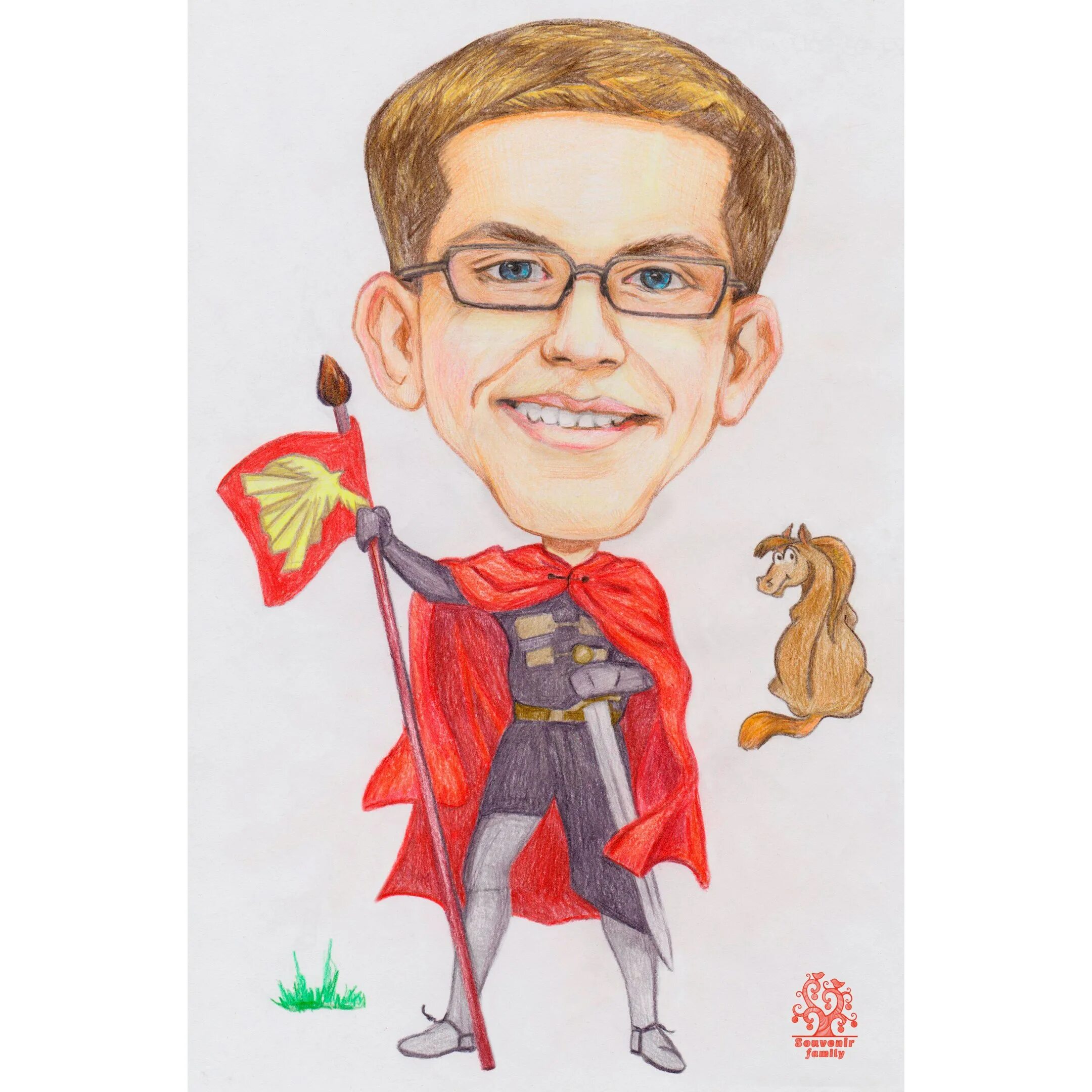 нарисовать дружеский шарж. шарж на природе. детские шаржи.