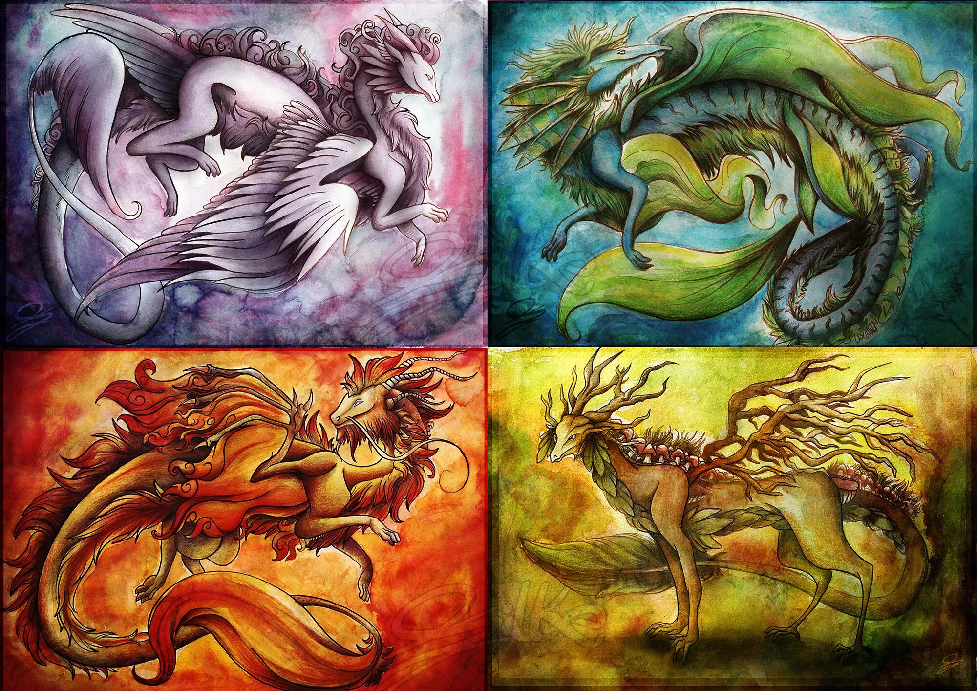 Animals dragons. Дракон арт стихие. Мифические звери. Драконы стихий. Мифические существа стихий.