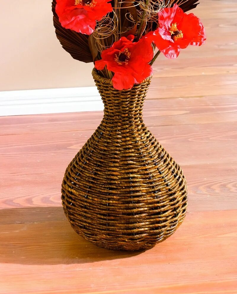 Ваз из газетных трубочек. Плетеные вазы. Декоративные вазы. Плетеные вазы напольные. Декоративные вазы для интерьера.