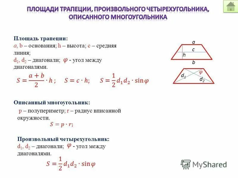 Многоугольники описанные около окружности формулы