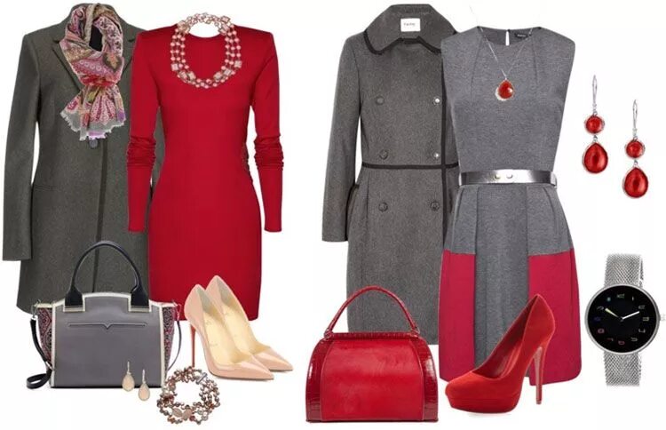 Красное с серым сочетается. Комплекты одежды для женщин. Сочетание красного в одежде. Сочетание серого и красного в одежде. Серо красная гамма в одежде.