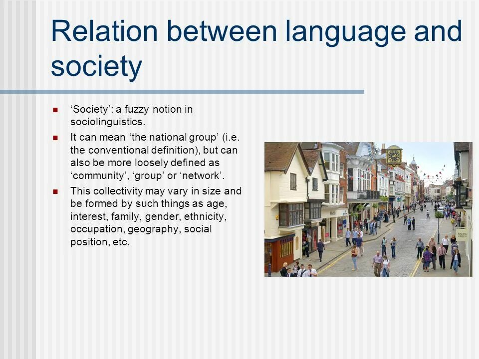 Language and Society. Introduction to Sociolinguistics. Regional and social dialects. Language, Society and Power.