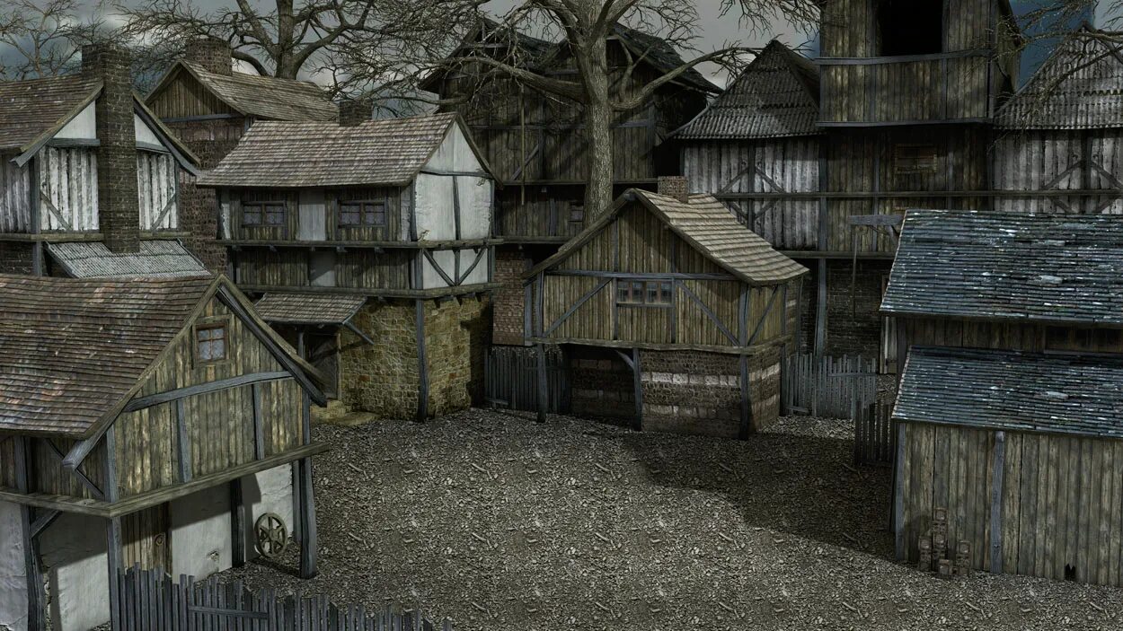 Old Village House 3d model. Medieval building.
