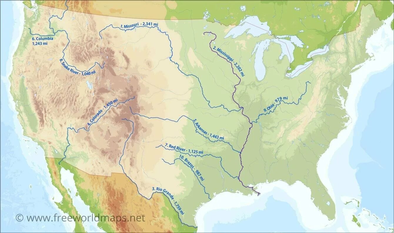 К какому океану относится река рио гранде. Река Рио Колорадо в Южной Америке. Реки Рио Негро и Рио Колорадо. Реки Миссисипи и Миссури на карте Америки. Река Миссисипи и Миссури.