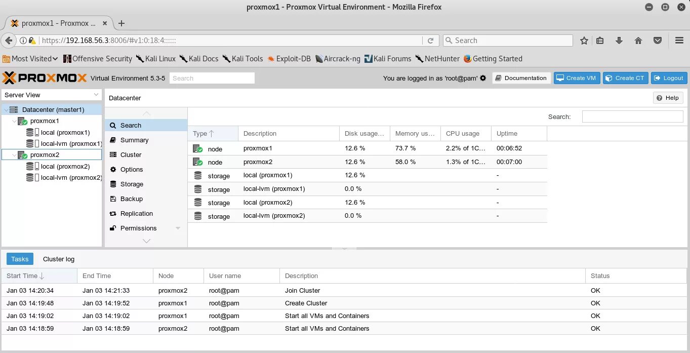 Proxmox cluster