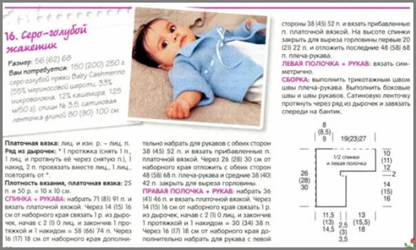 Кофточка для новорожденного спицами схема с описанием