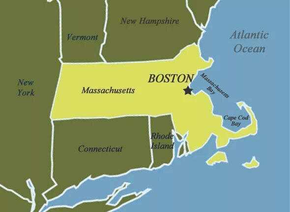 Бостон штат Массачусетс на карте. Штат Массачусетс на карте. Штат Массачусетс на карте США. Бостон Массачусетс на карте США.