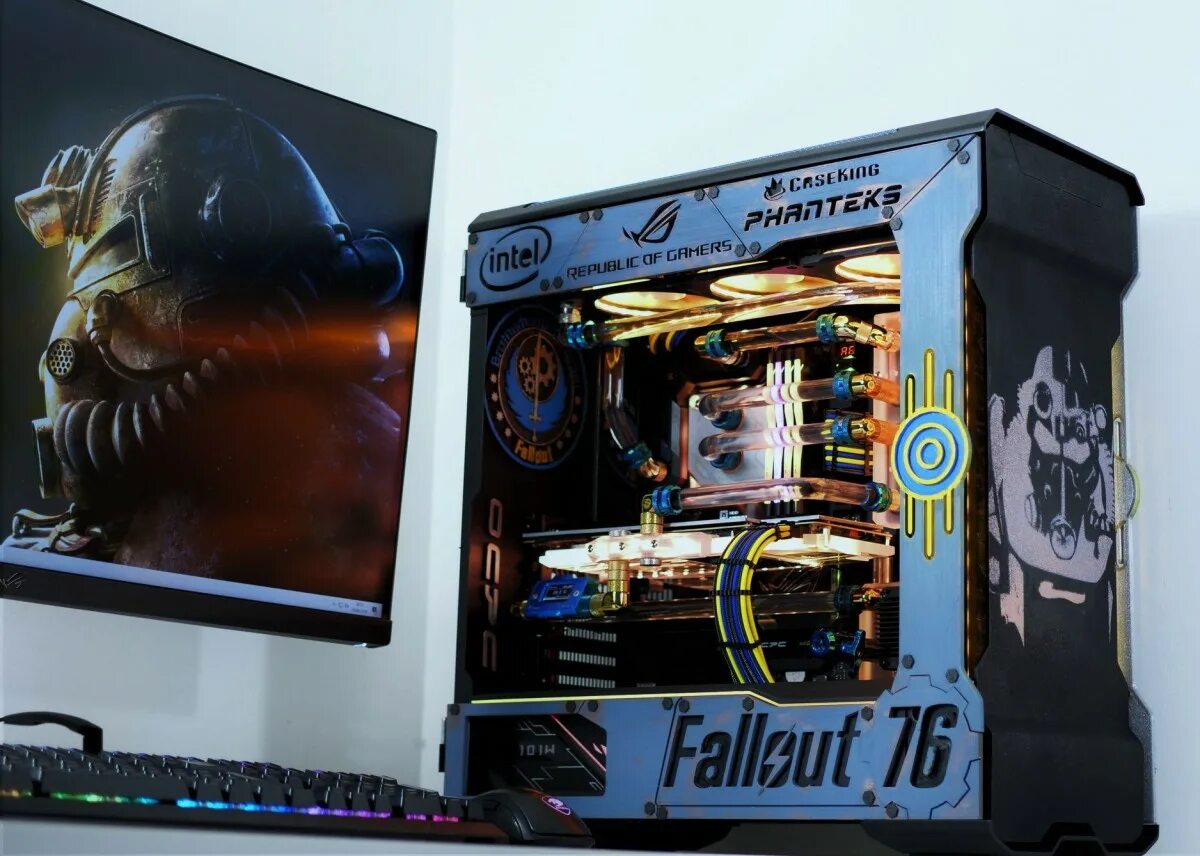 Корпус ПК Fallout. Кастомный компьютер. Кастомный системный блок. Компьютер кастом Fallout.