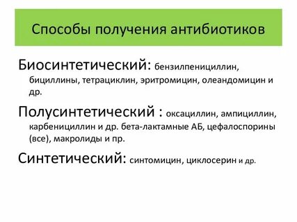 Антибиотики способы получения