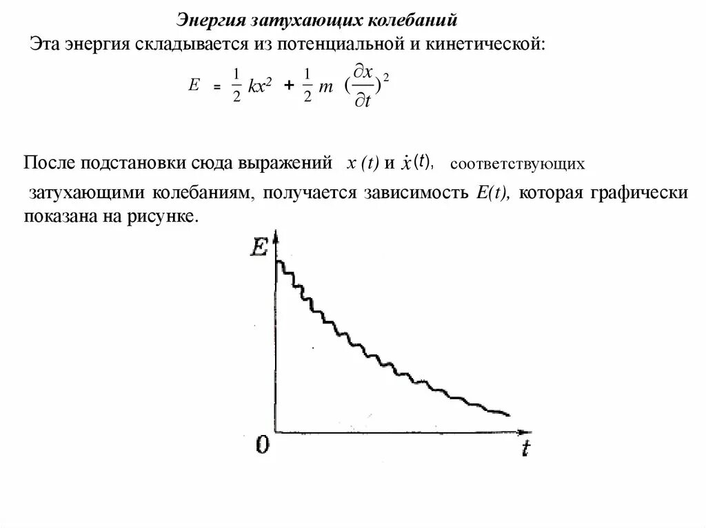 Механическая энергия график. Зависимость энергии от времени затухающих колебаний. Закон изменения энергии при затухающих колебаниях. Зависимость энергии колебаний от времени при затухающих колебаниях. График кинетической энергии колебаний.