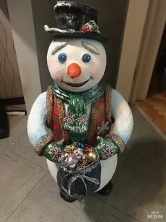 Снеговик из папье маше своими