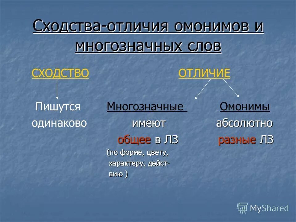 Схожие по написанию но разные по значению