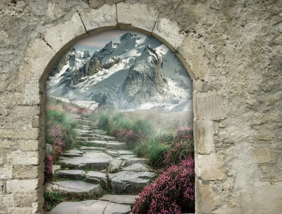Арка горы. Каменные врата Геншин. Каменная арка Геншин. Старинная арка.