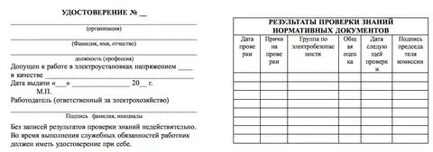 Бланк электробезопасности