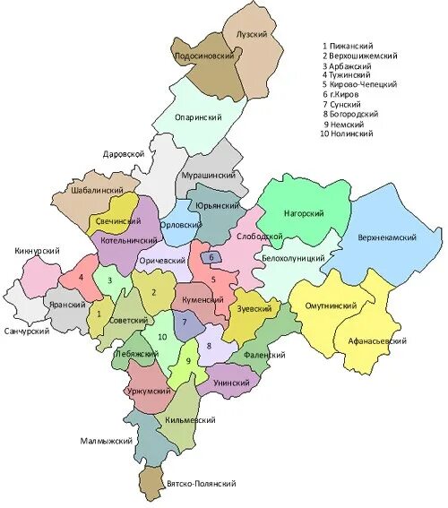 Кировская какой район. Карта Кировской области по районам. Карта Кировской области с районами. Кировский район Кировская область на карте. Административно-территориальное деление Кировской области.