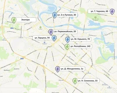 Карта электрозаправок