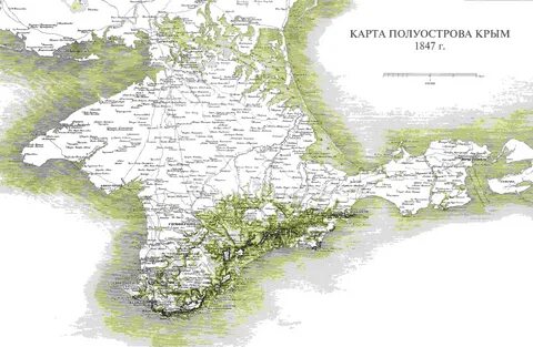 Крымский полуостров на контурной карте