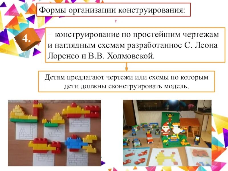 Формы организации конструирования. Конструирование по простейшим чертежам и наглядным схемам. формы организации обучения дошкольников конструированию. суть конструирования по условиям.
