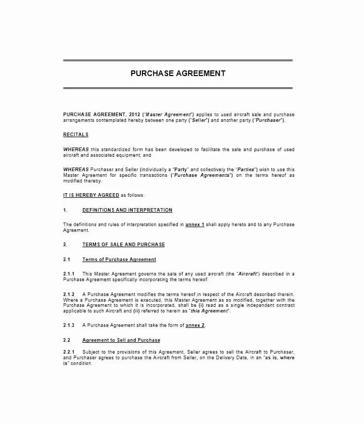Purchase agreements