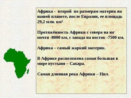 Какое место по площади занимает африка