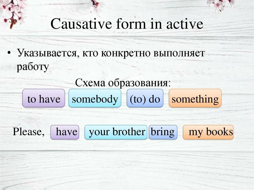 Каузативный залог в английском языке. Формы causative. Causative form в английском языке. Causative таблица.