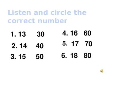 Listen and say the numbers