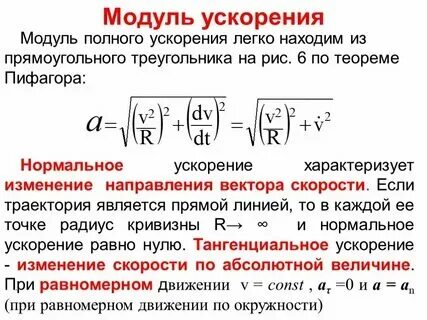 Модуль ускорения тела формула по графику. Модуль ускорения тела формула по графику