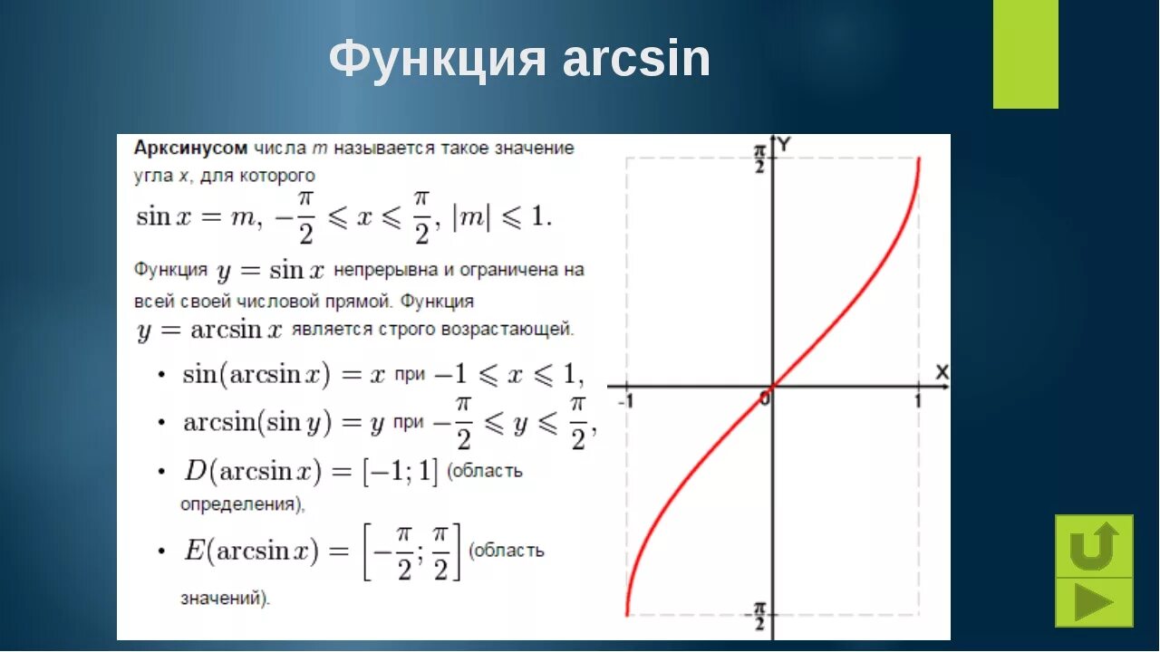 График св. Арксинус область определения и область значения. Обратные тригонометрические функции y=arcsinx. Тригонометрические функции арксинус. Нечетность обратных тригонометрических функций.