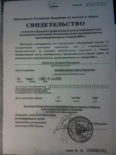 Сертификат индивидуального предпринимателя