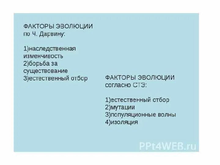 Тест по теме факторы эволюции. Факторы эволюции по дарвину. три главных фактора эволюции по дарвину.