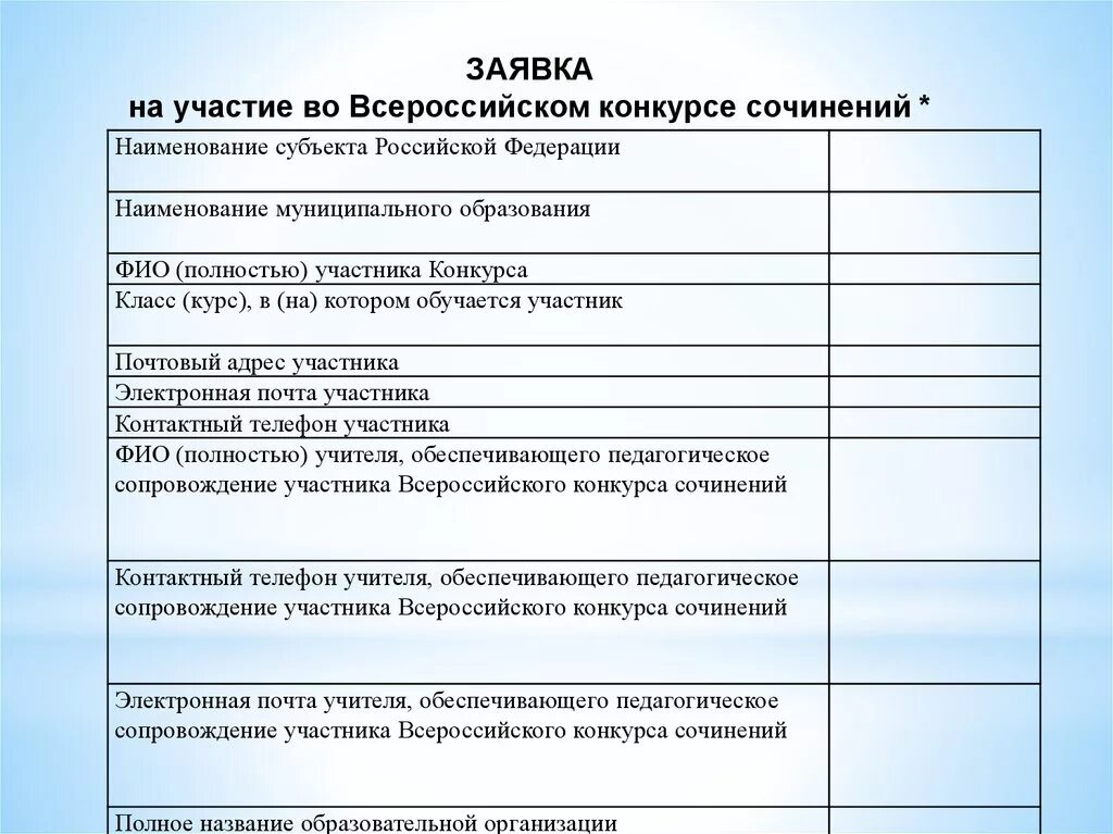 Заявка на участие в конкурсе. Заявка на конкурс образец. Заявка на участие образец. Заявка на участие в конкурсе образец. Заявка на электронный конкурс состоит из