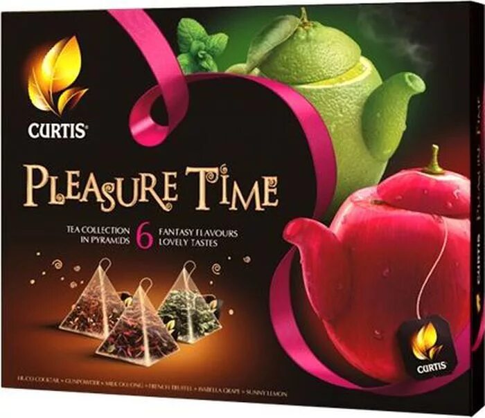 Pleasure time. Чай кертис ассорти 6 вкусов. чай curtis pleasure time. чай curtis &quot;pleasure time&quot; ассорти пирам. 12х25х1,5г.. набор чая curtis ассорти.