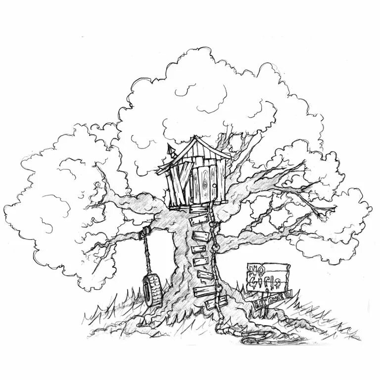 Tree house drew. Нарисовать treehouse. рисунок монохромный дом. treehouse картинки для детей раскраски. treehouse rooms раскраска.