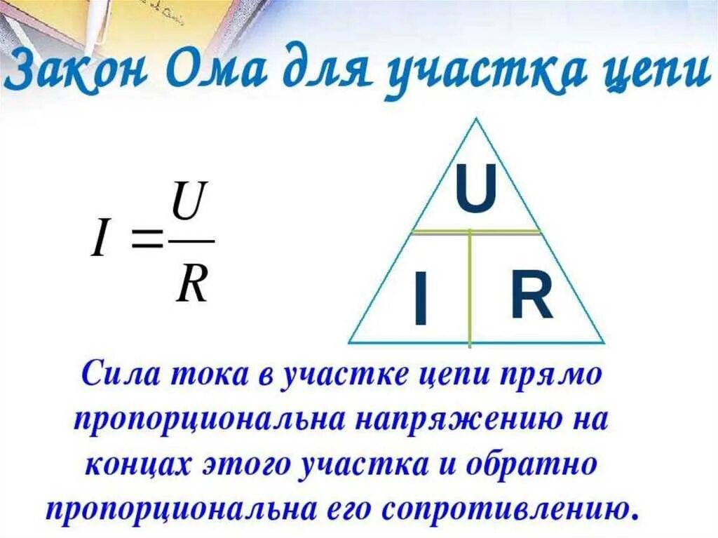 Выбери утверждение правильно отражающее закон ома. Сила тока напряжение сопротивление закон Ома для участка цепи. Закон Ома 4 формулы. Закон Ома три формулы. Знаком Ома.