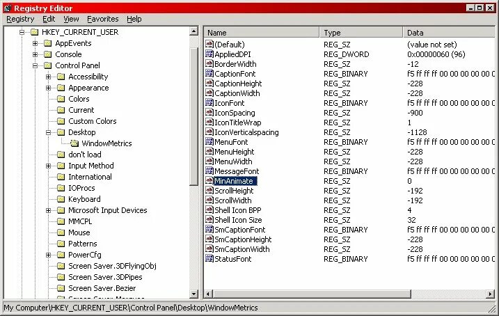Current user control panel colors. Hkey_current_user\control panel\desktop\windowmetrics. control panel desktop. regedit. user control panel.