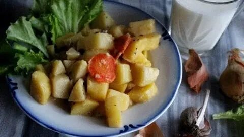 Картошка с молоком и луком
