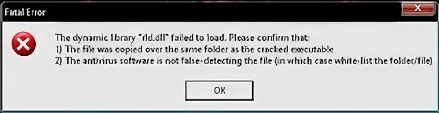 The dynamic library rld dll failed