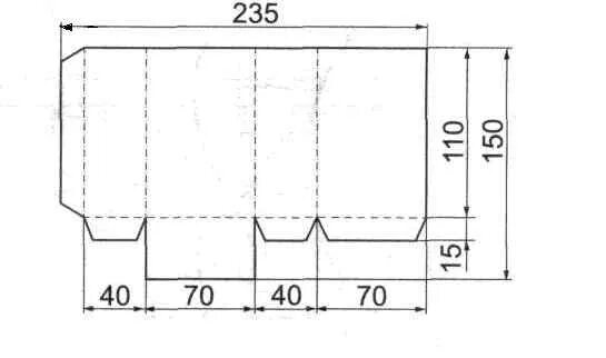 Развертка с размерами. Выкройка коробки для патронов 12 калибра. Чертеж развертки коробки из картона. Чертёж коробки из картона с размерами. Чертеж развертной коробки.