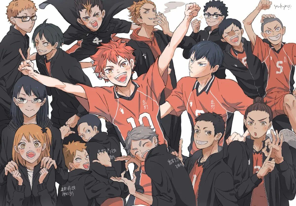Аниме волейболкарасуна. Команда карасуно аниме. Персонажи волейбола карасуно. Персонажи волейбола карасуно. Волейбол аниме карасуно.