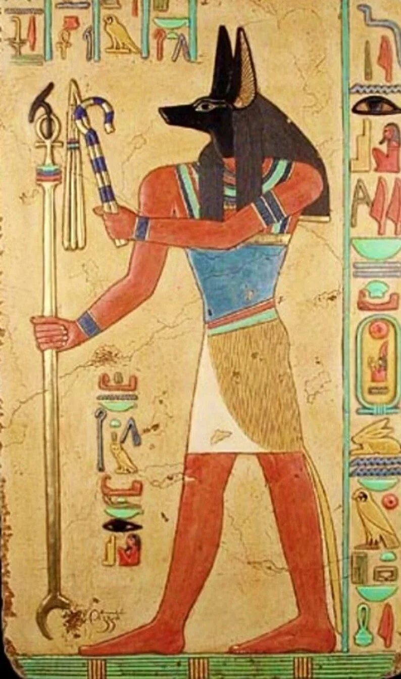 Египет люди боги. Египетский Бог Анубис древний Египет. Боги древнего Египта АНУ. Анубис на древнеегипетских фресках. Анубис бальзамирует Осириса.