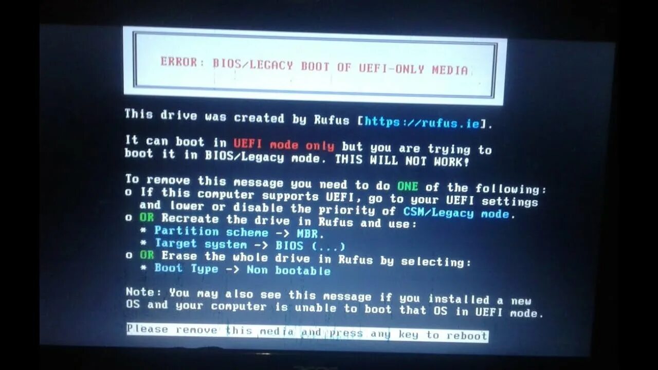 Ошибка Error: BIOS / Legacy Boot of UEFI-only Media. Error BIOS Legacy Boot of UEFI. Error BIOS Legacy Boot of UEFI only. BIOS Legacy Boot of UEFI only Media.