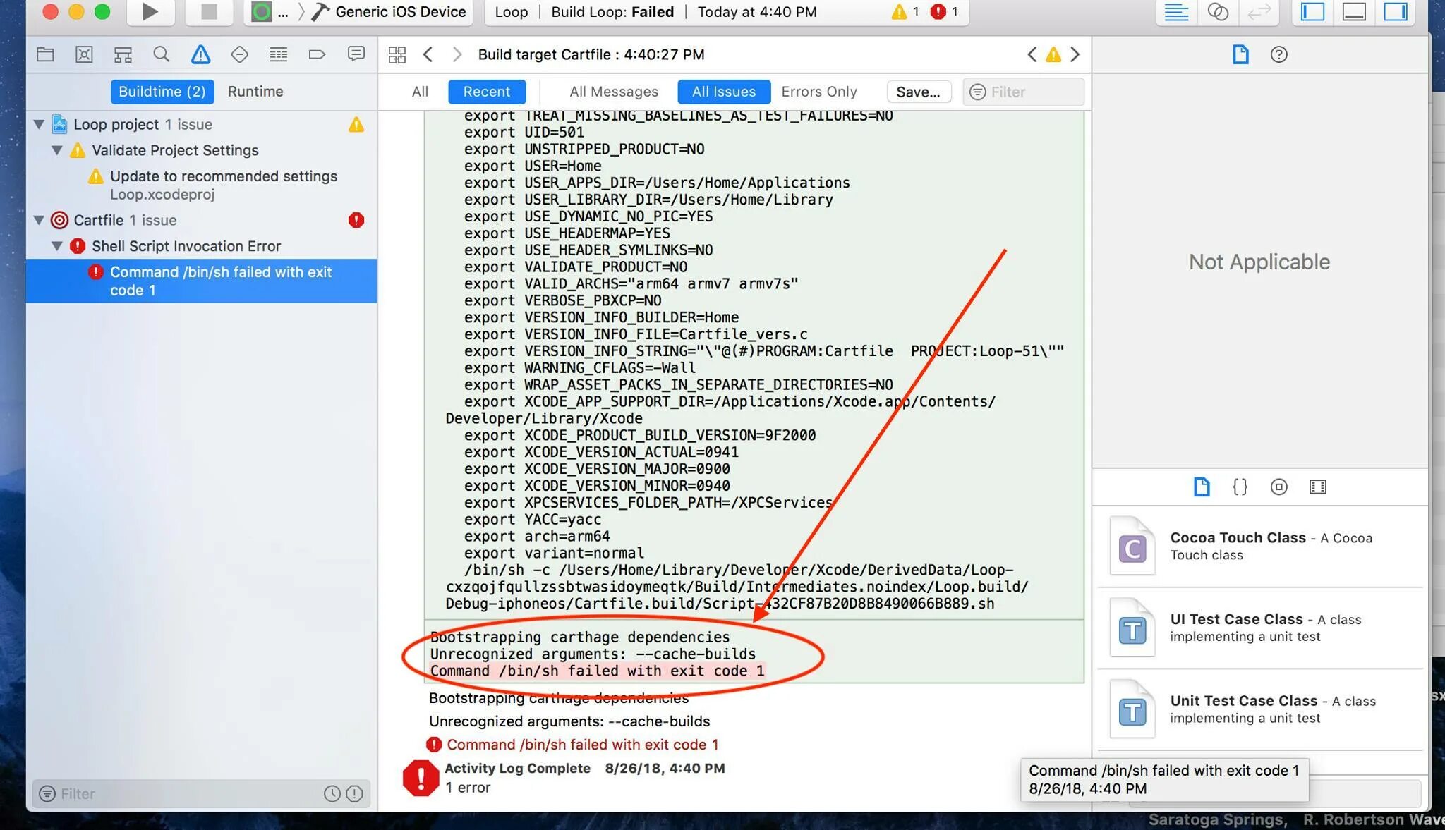 Unrecognized arguments. Any IOS device arm64 Xcode. LOOPDOCS. Unrecognized Command. Say what?.