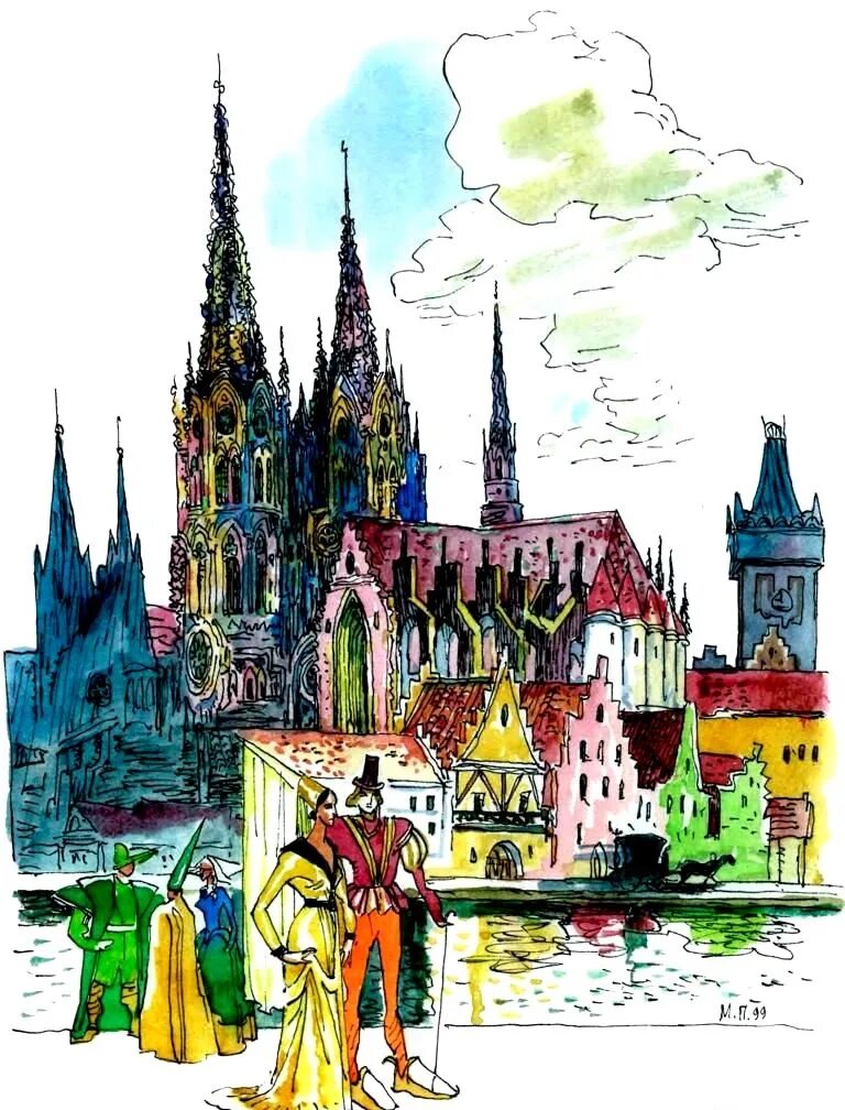 Ротенбург на таубере акварель. Средневековый город рисунок. Изо европейские города средневековья. Средневековый европейский город. Рисование средневекового замка.